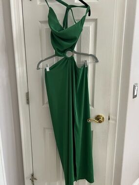 Green Cutout Maxi Dress with Ring Detail